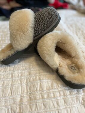 UGG Shearling-Lined Bootie Slippers in Natural Cream